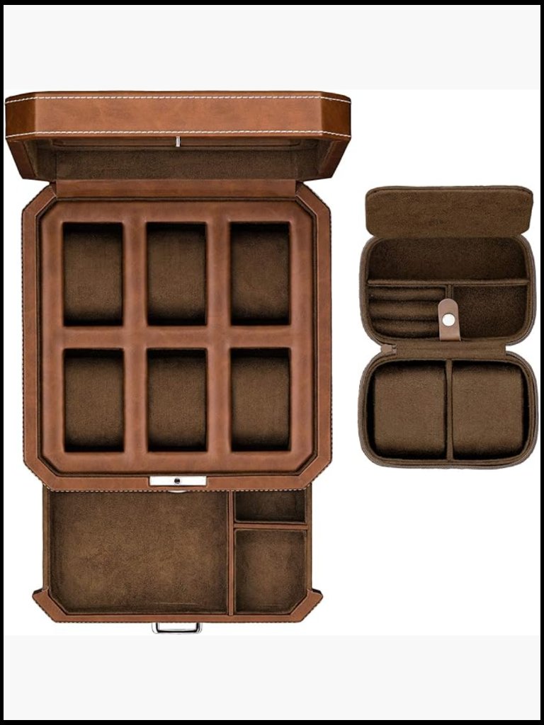 Luxury Watch Case Organizer With Valet Drawer Glass Top Display Box